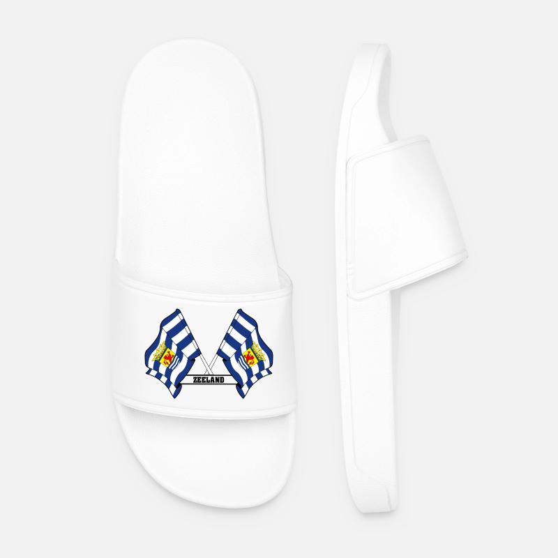 Two flags text ZEELAND - Men’s Pool Sliders - white