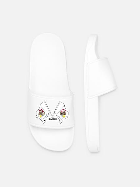 Two flags text ILLINOIS - Men’s Pool Sliders - white