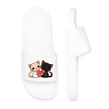 Chat Couple Saint-Valentin - Claquettes Homme - blanc - Devant