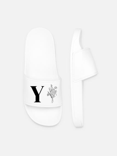 Minimalist Flowers - Men’s Pool Sliders - white