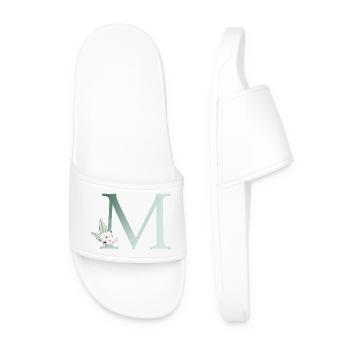 M Monogram, Floral, Personnalisable - Claquettes Homme - blanc - Devant