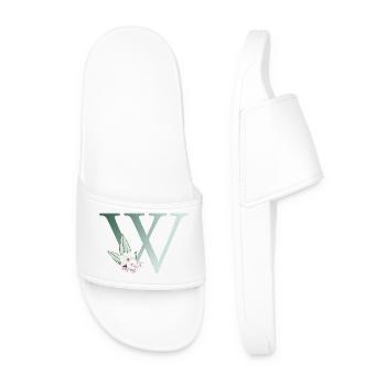 W Monogramm, Floral, personalisierbar - Männer Badelatschen - Weiß - Vorne