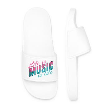 Life Is Music Is Life Statement für Musiker - Männer Badelatschen - Weiß - Vorne