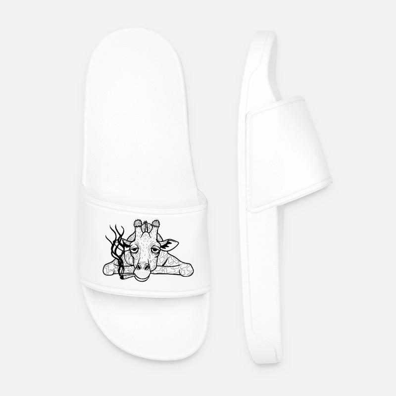 Lazy Giraffe - Men’s Pool Sliders - white