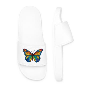 Bunter Mosaik-Schmetterling - Männer Badelatschen - Weiß - Vorne