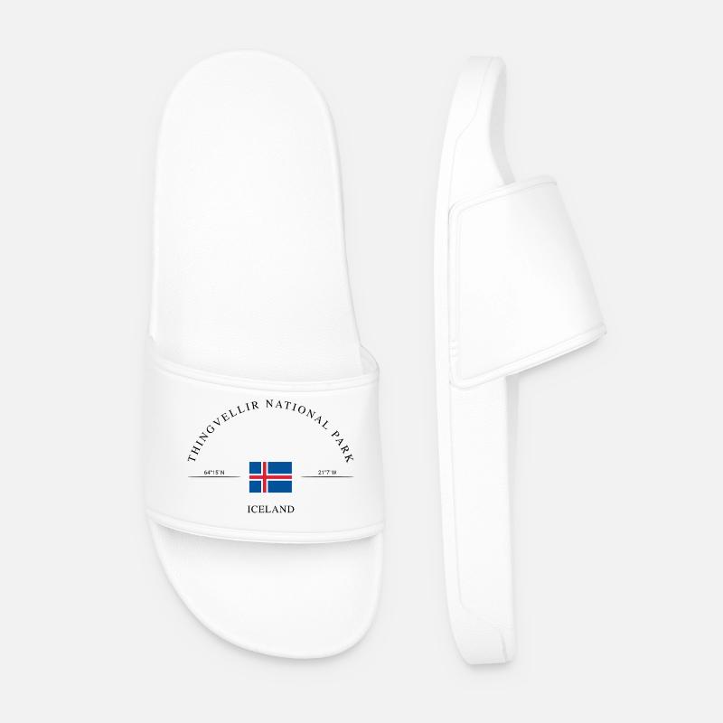 Thingvellir Nationalpark – Souvenir & Geschenk - Männer Badelatschen - Weiß