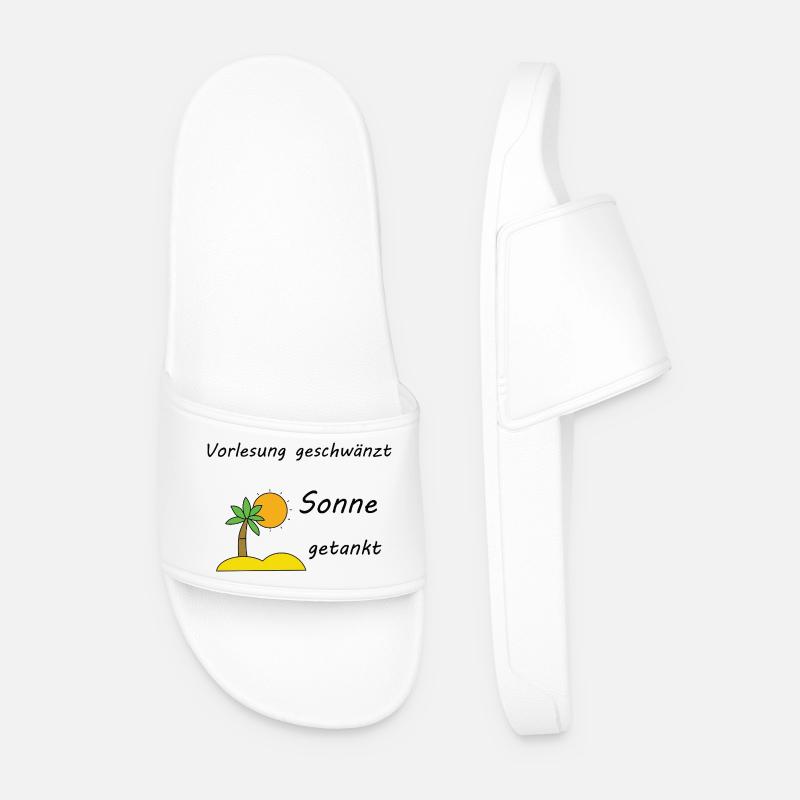 Unispruch "Sonne getankt" Geschenk, Studenten - Männer Badelatschen - Weiß