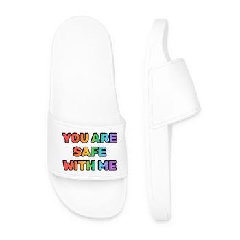 You Are Safe With Me Rainbow - Men’s Pool Sliders - white - Front
