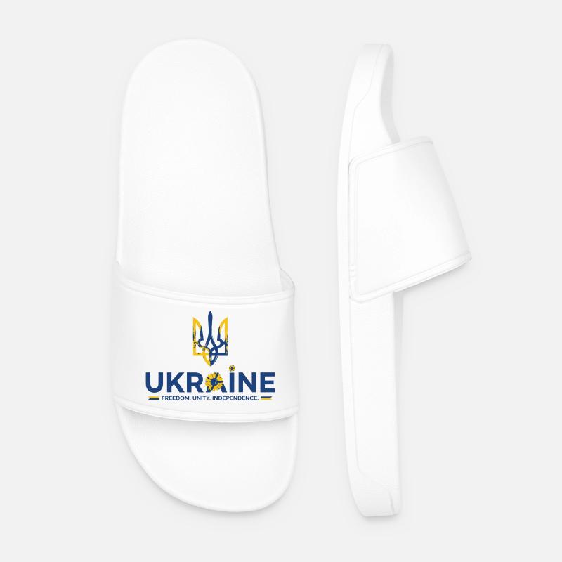 Dreizack Sonnenblume Ukraine Flagge - Männer Badelatschen - Weiß