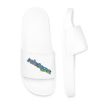 Vintage Retro 3D Typography Design - Men’s Pool Sliders - white - Front