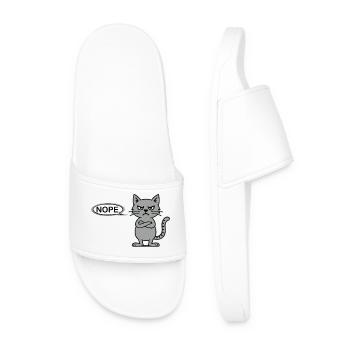 Nope – Funny fierce cat, not today - Men’s Pool Sliders - white - Front