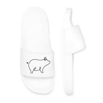 Pig Drawing – Symbol of Happiness and Nature - Men’s Pool Sliders - white - Front