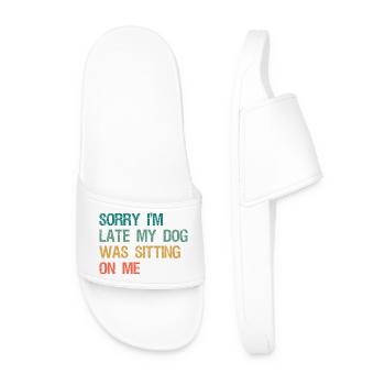 Sorry I'm Late My Dog Was Sitting On Me Retro - Men’s Pool Sliders - white - Front