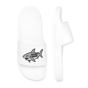 Cartoon Silver Shark Text Hai Fisch böse Meer - Männer Badelatschen - Weiß - Vorne