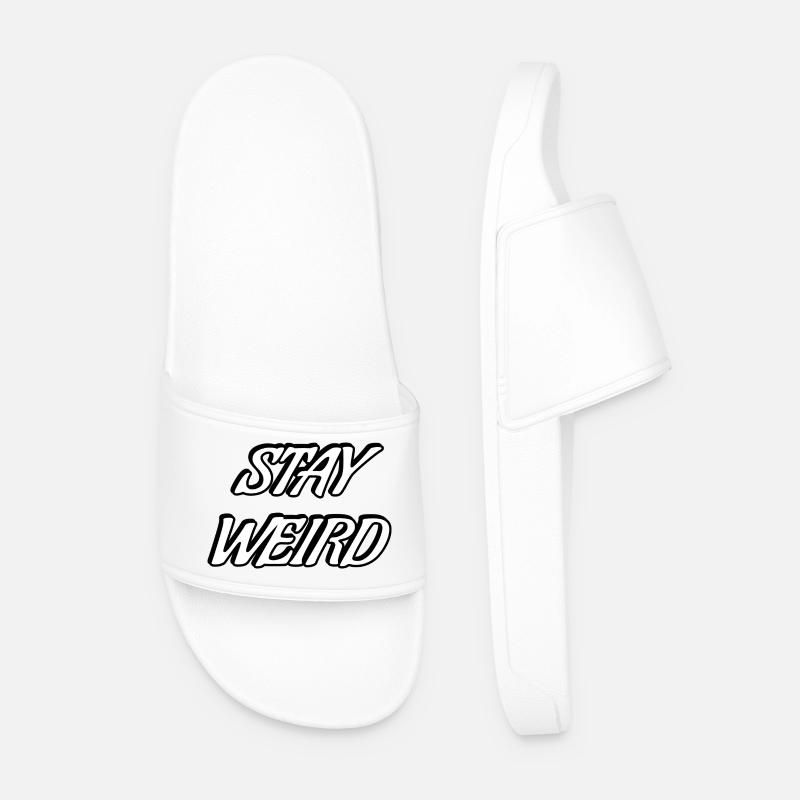 Stay Weird Bold Script - Men’s Pool Sliders - white