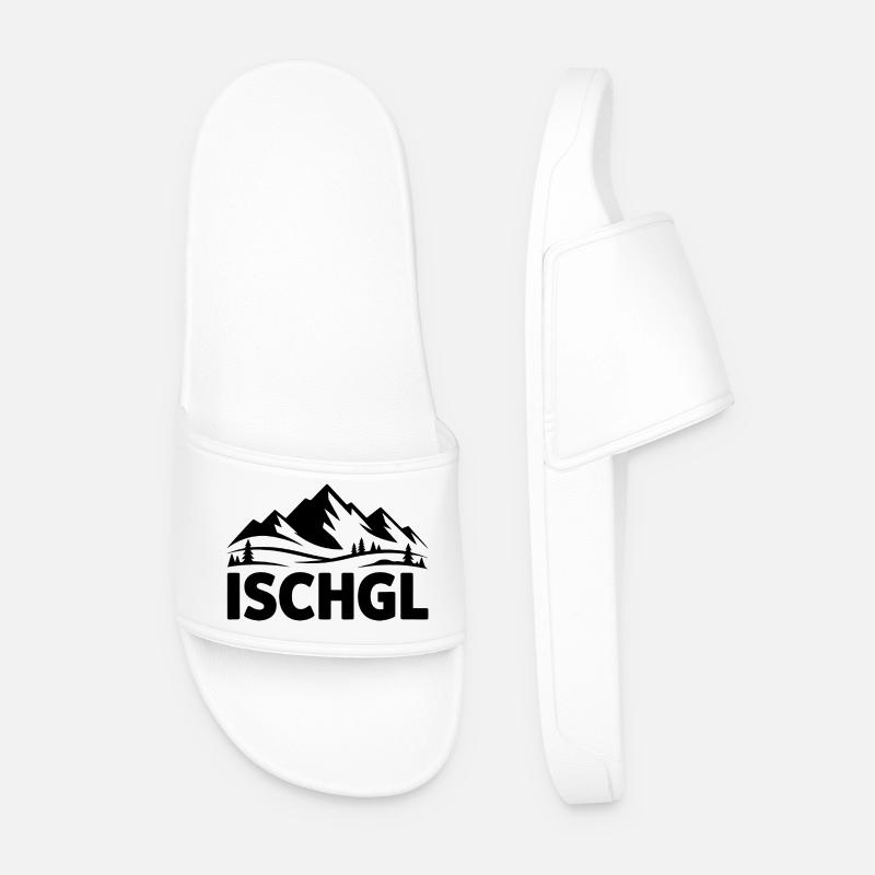 Ischgl - Souvenir Design - Männer Badelatschen - Weiß