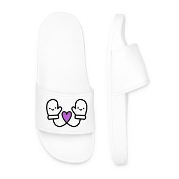 Süße Handschuhe mit Herz | Winter Liebe - Männer Badelatschen - Weiß - Vorne