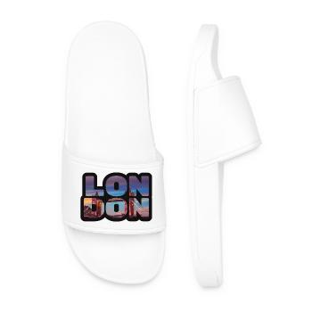 London Skyline in Letters - Men’s Pool Sliders - white - Front