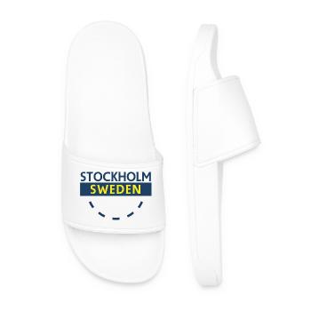 Stockholm Schweden Wortmarke Blau Gelb - Männer Badelatschen - Weiß - Vorne