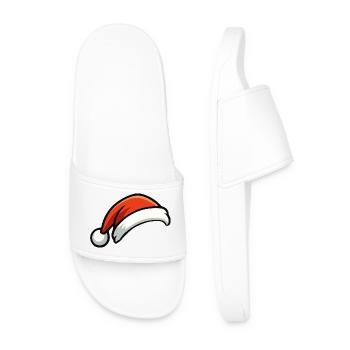 Festive Christmas Hat Cartoon - Men’s Pool Sliders - white - Front