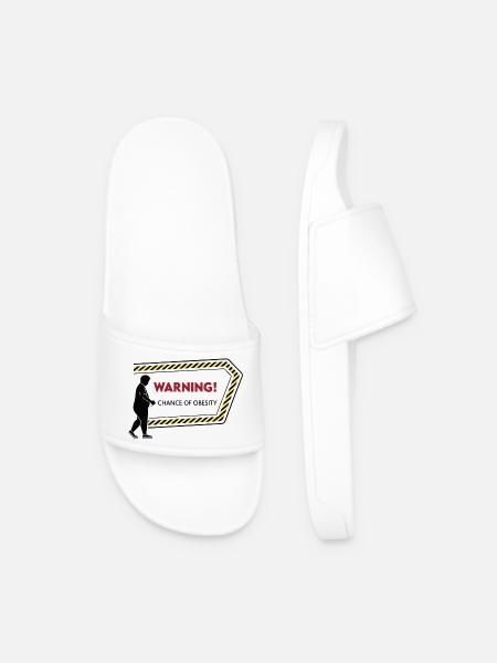 Warning: Obesity Caution Graphic - Men’s Pool Sliders - white