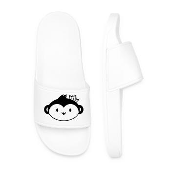 Monkey Crown – Cute Monkey Head with Crown - Men’s Pool Sliders - white - Front