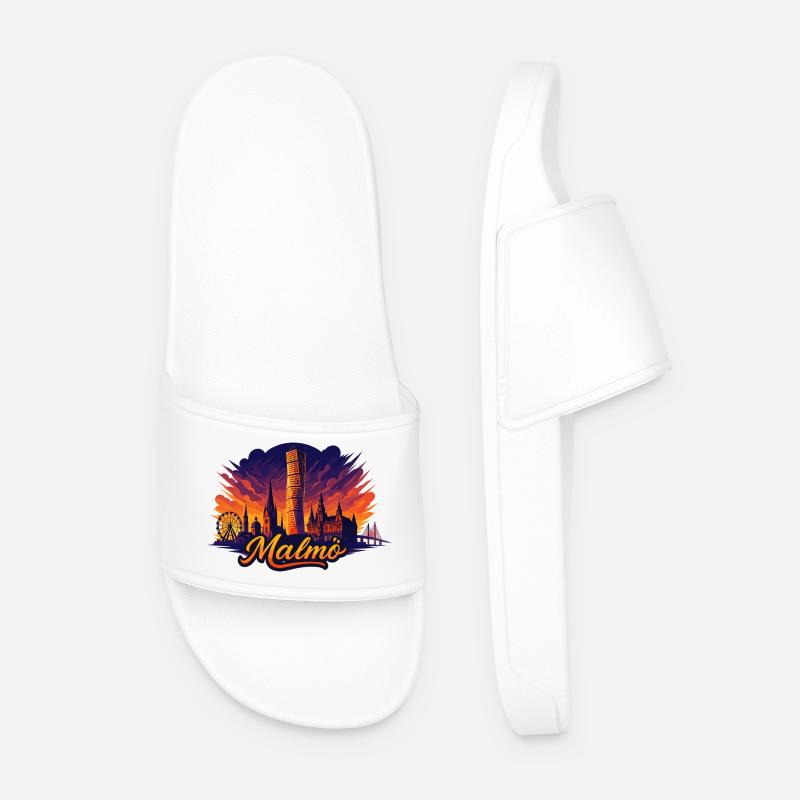 Malmö City Sweden Cool Epic Gift - Men’s Pool Sliders - white