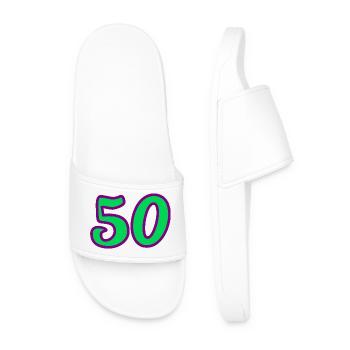 50. 50 YEARS. 50th ANNIVERSARY. 50 YEARS ANNIVERSARY. - Men’s Pool Sliders - white - Front