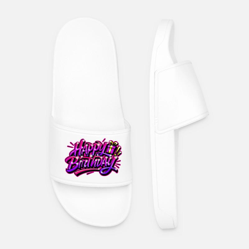Herzlichen Glückwunsch zum Geburtstags-Graffiti-Geschenk - Männer Badelatschen - Weiß