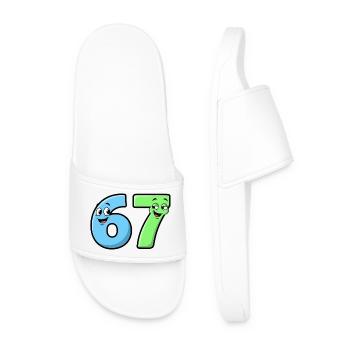6 7 Memes – Funny Cartoon Numbers - Men’s Pool Sliders - white - Front