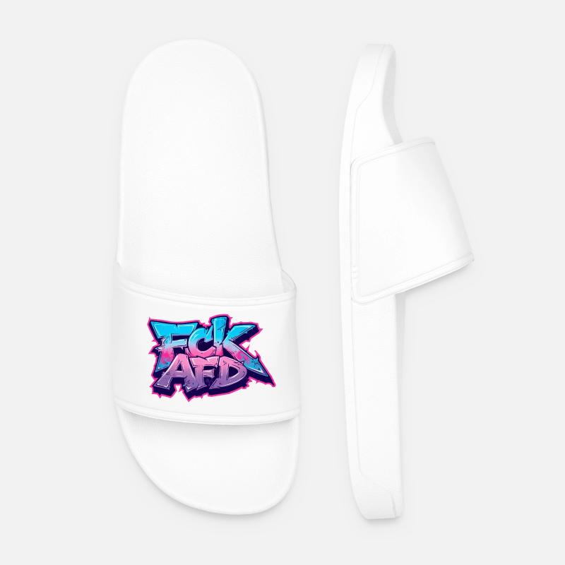 Graffiti Antifa Statement - Men’s Pool Sliders - white