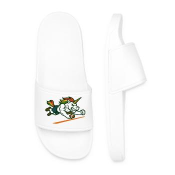 Einhorn-Fußball-Maskottchen-Design Power Runner - Männer Badelatschen - Weiß - Vorne