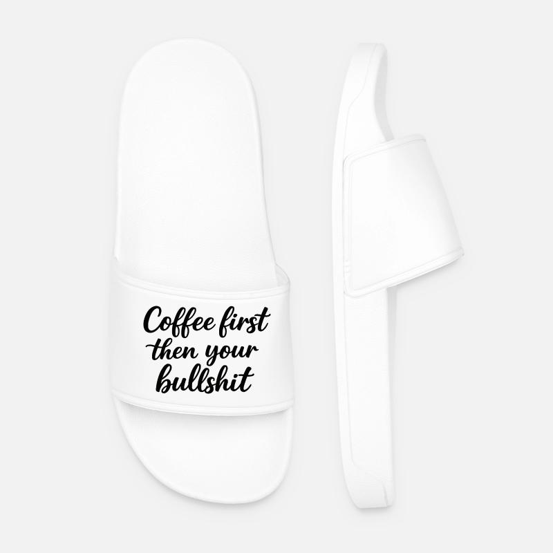 Coffee first, chaos afterwards - Men’s Pool Sliders - white