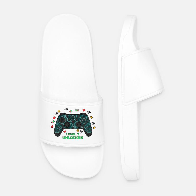 Level 7 Unlocked Gamer Controller - Men’s Pool Sliders - white