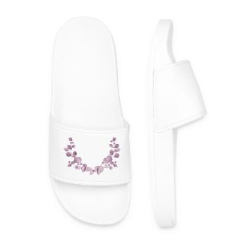 Delicate eucalyptus branches in dusky pink illustration - Men’s Pool Sliders - white - Front
