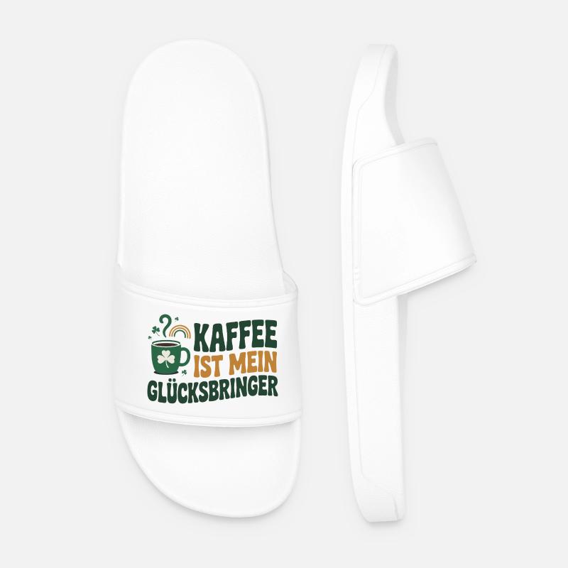 Coffee is my lucky charm - Men’s Pool Sliders - white