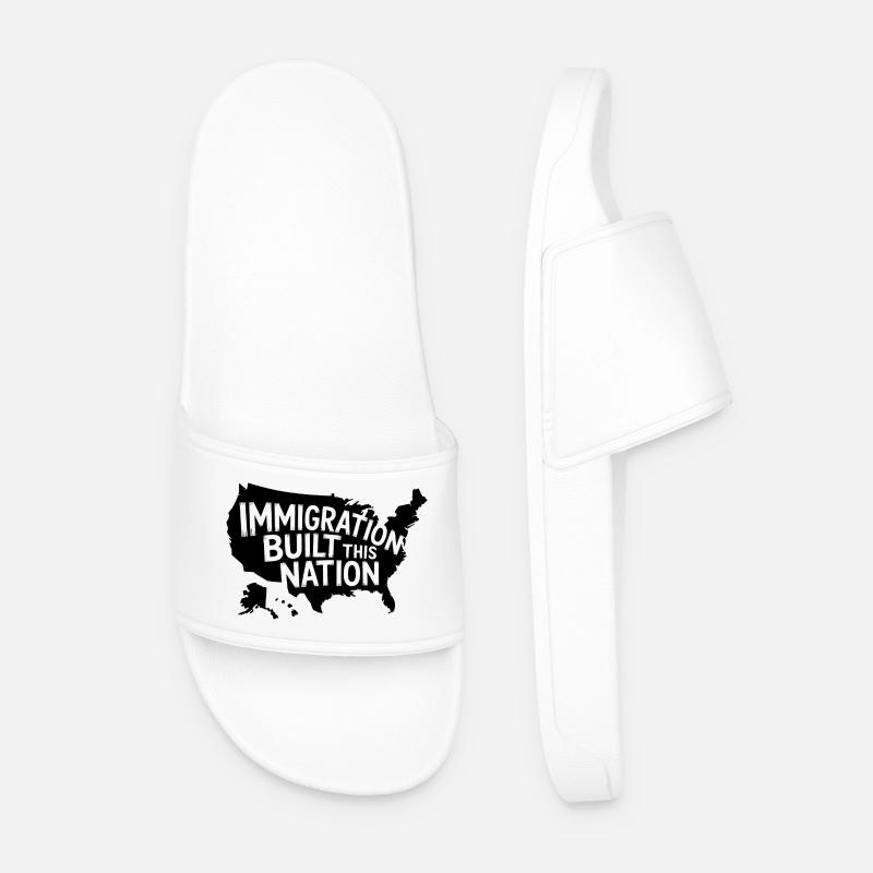 Immigration built this Nation - Antifascist Tee - Men’s Pool Sliders - white