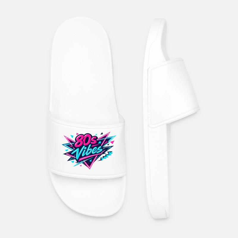 80s Vibes Neon Retro - Männer Badelatschen - Weiß