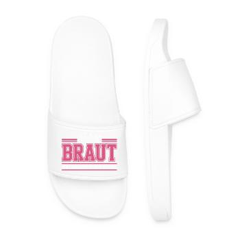 Team Braut Wir Eskalieren Crew Squad JGA Frauen - Männer Badelatschen - Weiß - Vorne