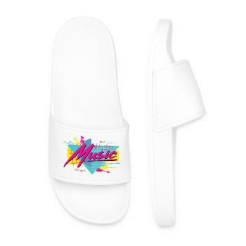 Neon Music Retro Vibe - Men’s Pool Sliders - white - Front