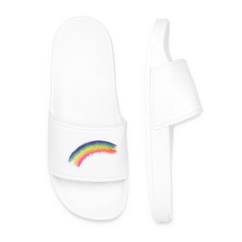 Regenbogen Pinselbogen - Männer Badelatschen - Weiß - Vorne
