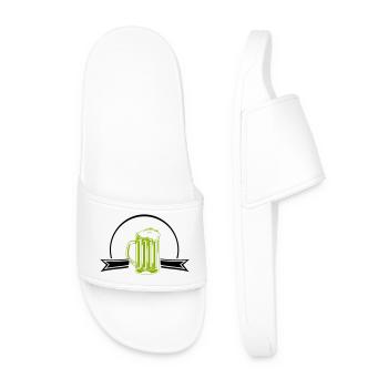 Green Neon Beer Mug Outline - Men’s Pool Sliders - white - Front