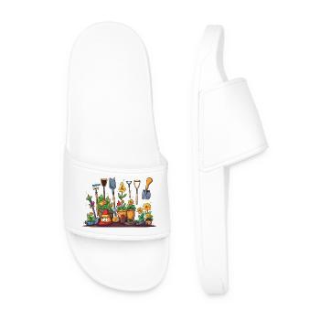 Garden Tool Blossoms Scene - Men’s Pool Sliders - white - Front