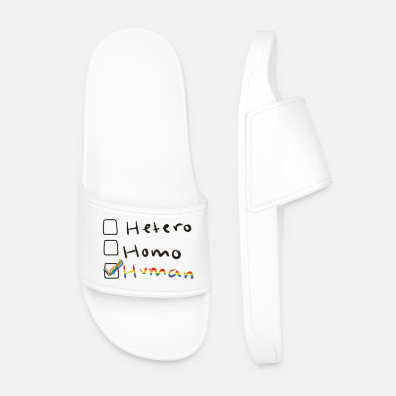 Rainbow Human Checkbox - Men’s Pool Sliders - white
