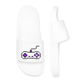 Joueur avec manette rétro - Claquettes Homme - blanc - Devant