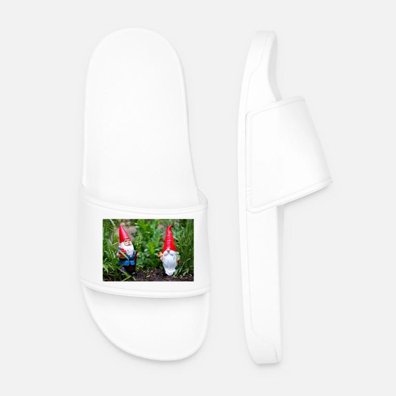 Gartenwichtel im Blumengarten - Männer Badelatschen - Weiß