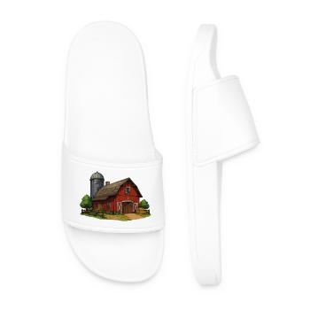 Red Barn Yard VintageStyle - Men’s Pool Sliders - white - Front