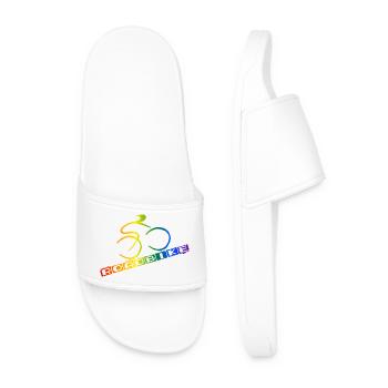 Roadbike Regenbogen Schriftzug - Männer Badelatschen - Weiß - Vorne