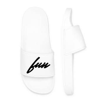 Fun Minimalist Saying Shirt - Men’s Pool Sliders - white - Front