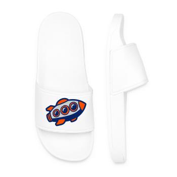 Space Rocket Illustration - Men’s Pool Sliders - white - Front
